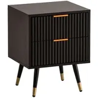 KADIMA DESIGN Nachtkonsole Schwarz mit Eiche-Dekor 43,5x39x56 cm Nachttisch Modern, Nachtkommode Boxspringbett mit Schubladen, Nachtkästchen mit