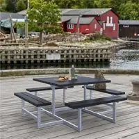 Plus Picnic Gartensitzgruppe RePlast Schwarz 200 cm ohne Rückenlehne