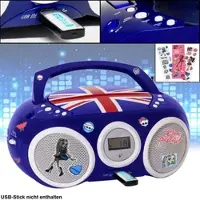 BigBen Interactive Design CD Spieler Stereo Radio USB Anlage Jungen Kinder Zimmer Musik im Set inklusive Aufkleber