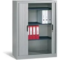 Njord by Elements C+P Akten-Sideboard Omnispace mit Rollladen, 3 Ordnerhöhen, H1345xB1000xT420mm Weißaluminium