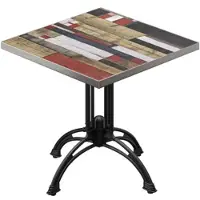 GGM Möbel BMLG | Bistro Tisch | 80 x 80 x 75 cm | Quadratisch | Edelstahl Rand | Vintage Bunt / Schwarz