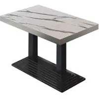 GGM Möbel BPY | Bistro Tisch | 120 x 70 x 81 cm | Quadratisch | Edelstahl Rand | Weiß Marmor / Schwarz