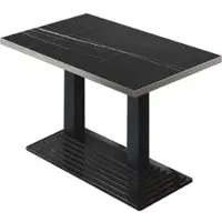 GGM Möbel BPY | Bistro Tisch | 120 x 70 x 78,5 cm | Quadratisch | Edelstahl Rand | Schwarz Marmor / Schwarz