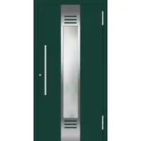 Haustuerenland.de Aluminium Haustür RC2 "NINA" 78 mm Moosgrün RAL 6005 beidseitig außen öffnend DIN rechts