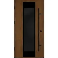 Haustuerenland.de Aluminium Haustür "BENJA" 82 mm RC2 BLACKLINE Golden Oak holzähnlich beidseitig außen öffnend DIN links