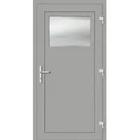 Haustuerenland.de RC2 Nebeneingangstür Aluminium "DOROTHEA" 69 mm Weißaluminium RAL 9006 außen öffnend DIN rechts