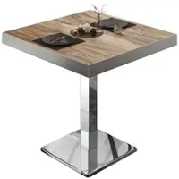GGM Möbel BM | Bistrotisch | B:T:H 70 x 70 x 77 cm | Sheesham / Edelstahl | Quadratisch | Edelstahl Rand