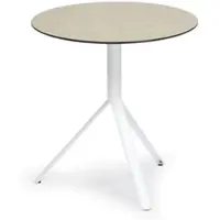 Weishäupl Trio Outdoor Bistrotisch rund Weiß HPL Beige ∅70 cm