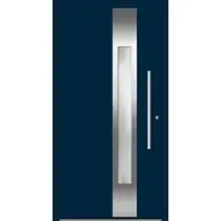 Haustuerenland.de Aluminium Haustür "ABIGALE" flügelüberdeckend RC2 Stahlblau RAL 5011 beidseitig innen öffnend DIN rechts