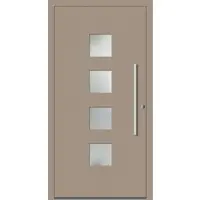 Haustuerenland.de SCHÜCO ADS 75.SI Haustür Aluminium "DORA" Graubeige RAL 1019 beidseitig innen öffnend DIN rechts