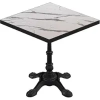 GGM Möbel BPR | Bistro Tisch | 60 x 60 x 74,5 cm | Quadratisch | Schwarzer Rand | Weiß Marmor / Schwarz