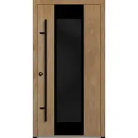 Haustuerenland.de Aluminium Haustür "BENJA" 82 mm RC2 BLACKLINE Turner Oak holzähnlich beidseitig innen öffnend DIN links