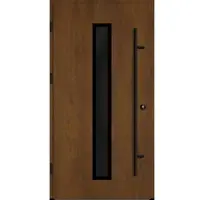 Haustuerenland.de BLACKLINE Aluminium Haustür "AURORA" 68 mm energiesparend Golden Oak holzähnlich beidseitig außen öffnend DIN links