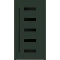 Haustuerenland.de Aluminium Haustür RC2 "AGADA" 90 mm BLACKLINE Tannengrün matt RAL 6009 beidseitig innen öffnend DIN links