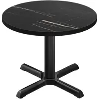 GGM Möbel BSM | Bistro Tisch | Ø 60 x 74,5 cm | Schwarzer Rand | Rund | Schwarz Marmor / Schwarz