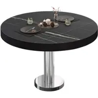 GGM Möbel BML | Bistro Loungetisch | Ø:H 80 x 41 cm | Schwarz Marmor / Edelstahl