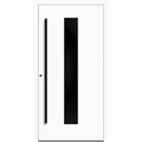 Haustuerenland.de Aluminium Haustür "MAJA" 90 mm RC2 BLACKLINE Weiß RAL 9016 beidseitig innen öffnend DIN links