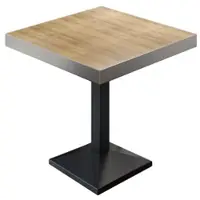 GGM Möbel BPA | Bistro Tisch | Quadratisch | Edelstahl Rand | 70 x 70 x 81 cm | Eiche / Schwarz
