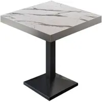 GGM Möbel BPA | Bistro Tisch | Quadratisch | Edelstahl Rand | 80 x 80 x 81 cm | Weiß Marmor / Schwarz