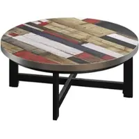 GGM Möbel BO | Bistro Lounge Tisch | Ø80xH32cm | 25mm | Edelstahl Rand | Vintage Bunt/ Schwarz
