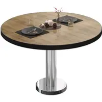 GGM Möbel BML | Bistro Loungetisch | Ø:H 80 x 39 cm | Eiche / Edelstahl