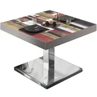 GGM Möbel BM | Bistro Loungetisch | B:T:H 70 x 70 x 41 cm | Vintage Bunt / Edelstahl