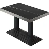 GGM Möbel BPY | Bistro Tisch | 130 x 80 x 81 cm | Quadratisch | Edelstahl Rand | Schwarz Marmor / Schwarz