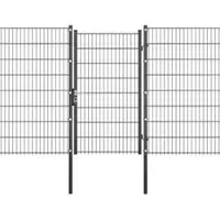 Voss.garden Gartentor + Klemmen, 100x163cm, anthrazit, Gartenpforte für Doppelstabmattenzaun