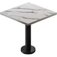 GGM Möbel BML | Bistro Tisch | 80 x 80 x 74,5 cm | Quadratisch | Edelstahl Rand | Weiß Marmor / Schwarz