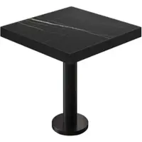 GGM Möbel BML | Bistro Tisch | 80 x 80 x 77 cm | Quadratisch | Schwarzer Rand | Schwarz Marmor / Schwarz