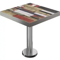 GGM Möbel BML | Bistro Tisch | 80 x 80 x 77 cm | Quadratisch | Edelstahl Rand | Vintage Bunt / Edelstahl