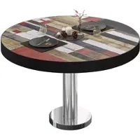 GGM Möbel BML | Bistro Loungetisch | Ø:H 60 x 41 cm | Vintage Bunt / Edelstahl