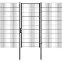Voss.garden Gartentor + Klemmen, 100x203cm, anthrazit, Gartenpforte für Doppelstabmattenzaun