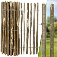 Voss.garden 5 m Staketenzaun natura, 120x500cm, mit natürlicher Rinde,3-4cm