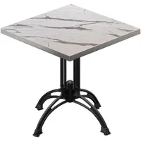 GGM Möbel BMLG | Bistro Tisch | 80 x 80 x 75 cm | Quadratisch | Edelstahl Rand | Weiß Marmor / Schwarz