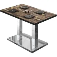 GGM Möbel BM | Bistrotisch | B:T:H 110 x 60 x 75 cm | Vintage Old / Edelstahl | Rechteckig | Schwarzer Rand
