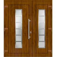Haustuerenland.de Kunststoff Haustür zweiflügelig "MILENA" 71 mm Golden Oak holzähnlich außen öffnend DIN links