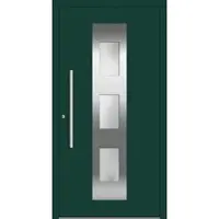 Haustuerenland.de Aluminium Haustür RC2 "MAluminium" 78 mm flügelüberdeckend Moosgrün RAL 6005 beidseitig innen öffnend DIN links