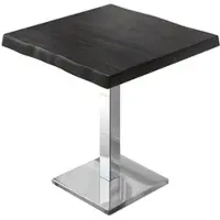 GGM Möbel PMD | Bistro Baumkanten Tisch | Quadratisch | 70 x 70 x 77 cm | Wenge Schwarz / Edelstahl