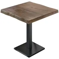 GGM Möbel PMD | Bistro Baumkanten Tisch | Quadratisch | 60 x 60 x 77 cm | Walnuß / Schwarz