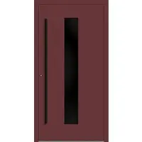 Haustuerenland.de Aluminium Haustür "MAJA" 90 mm RC2 BLACKLINE Rotbraun RAL 8012 innen öffnend DIN links