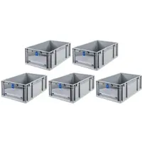 Proregal 5x Eurobox NextGen Insight Cover | HxBxT 22x40x60 | 44 Liter | Hoch/Blau | Eurobehälter, Transportbox, Transportbehälter