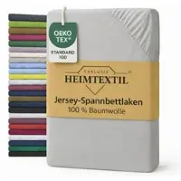EXKLUSIV HEIMTEXTIL Jersey Spannbettlaken 90 x 200 cm Silber 100% Baumwolle Öko - Tex Zertifiziert Bed-Sheet Bettlaken Spannbetttuch