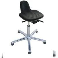 Proregal Hocker Austin | Sitzhöhe 46-63cm | Ø 61cm | Tragfähigkeit 110kg | Polyurethane-Sitz | Aluminium-Fußkreuz, Gleiter, Rückenstütze | Schwarz