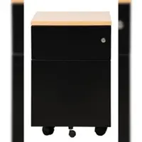Proregal Rollcontainer Fox | 1 Schublade & 1 Hängeschub | Seitengriff + Materialfach | HxBxT 62x46x60 cm | Holzabdeckplatte | Schwarz