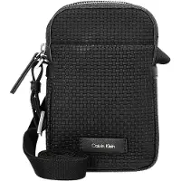 Calvin Klein Umhängetasche Embossed Woven Slim Reporter LV04D3221G Schwarz