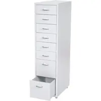 Proregal Rollcontainer Housten | HxBxT 110x28x41cm | 8 Schubladen | Weiß | Schubladenschrank Stahlschrank