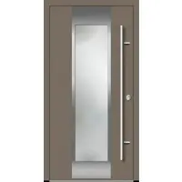 Haustuerenland.de Aluminium Haustür "BENJA" 82 mm RC2 Beigegrau RAL 7006 beidseitig innen öffnend DIN rechts