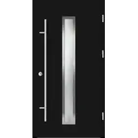 Haustuerenland.de Aluminium Haustür "AURORA" 82 mm RC2 Tiefschwarz RAL 9005 beidseitig außen öffnend DIN rechts