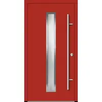 Haustuerenland.de Aluminium Haustür "AURORA" 82 mm RC2 Feuerrot RAL 3000 beidseitig innen öffnend DIN rechts